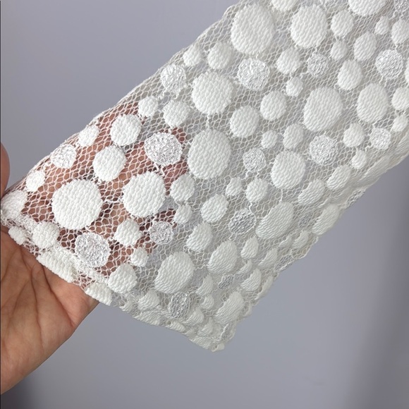 J. Valdi White Polka Dot Lace Long Sleeve Top Size XL - Picture 5 of 11
